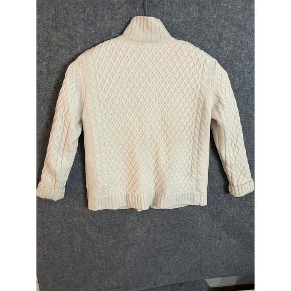 VTG Carraig Donn Women Wool Ireland Button Cardigan M Cable Knit Ivory Lined - Picture 10 of 11